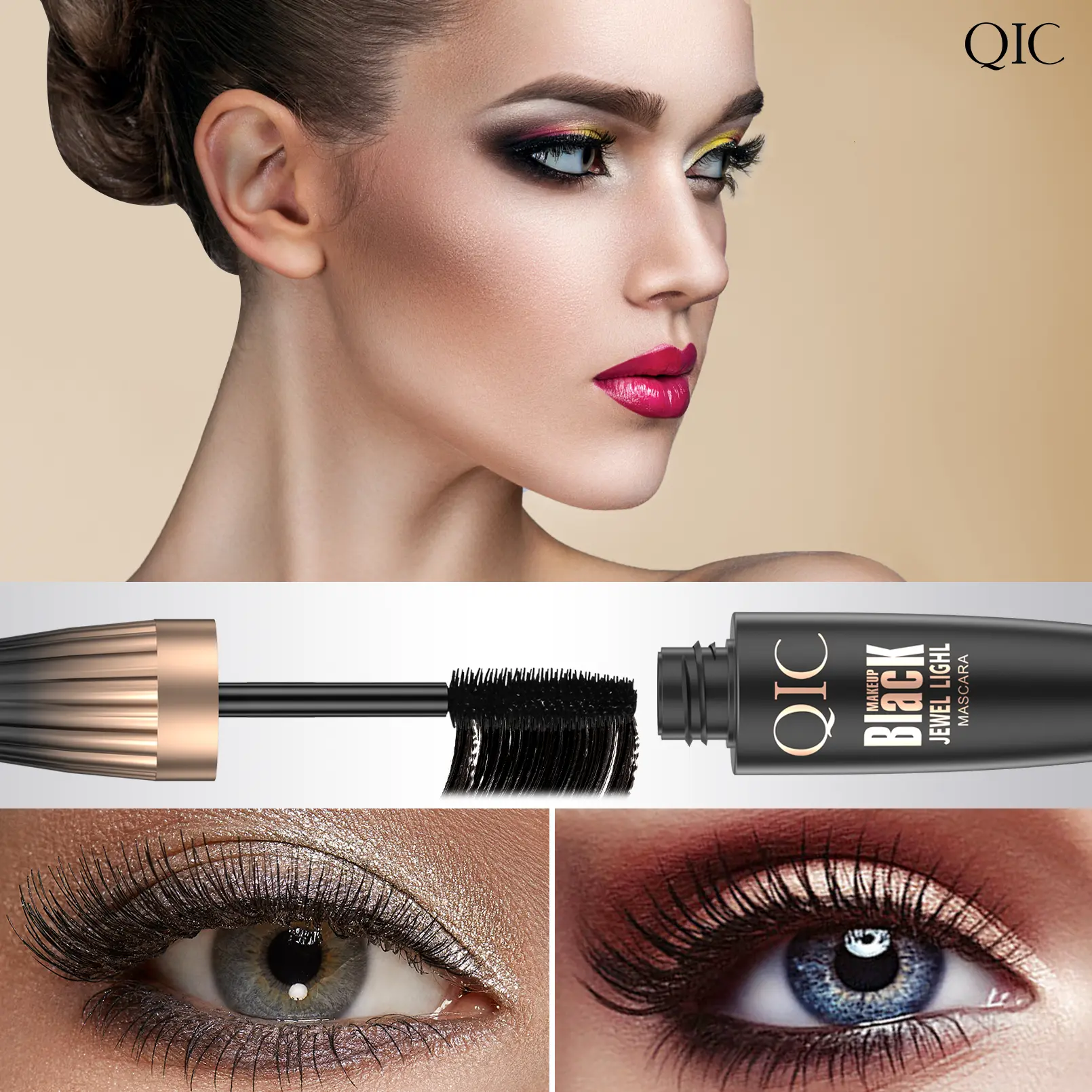 4D Waterproof Eyelash Mascara Rias Tools Curling Thick Smudge-proof Long-lasting Beauty Makeup