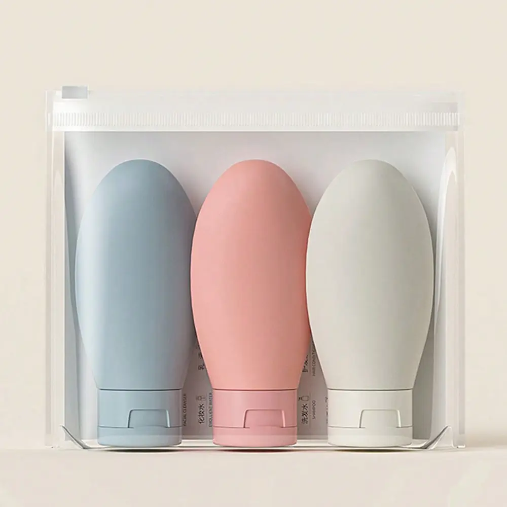 3 Pieces Silicone Travel Bottle Set Accessories Refill Extrusion Container, Shampoo, Lotion, Toiletries, Replacement Bottles liu
