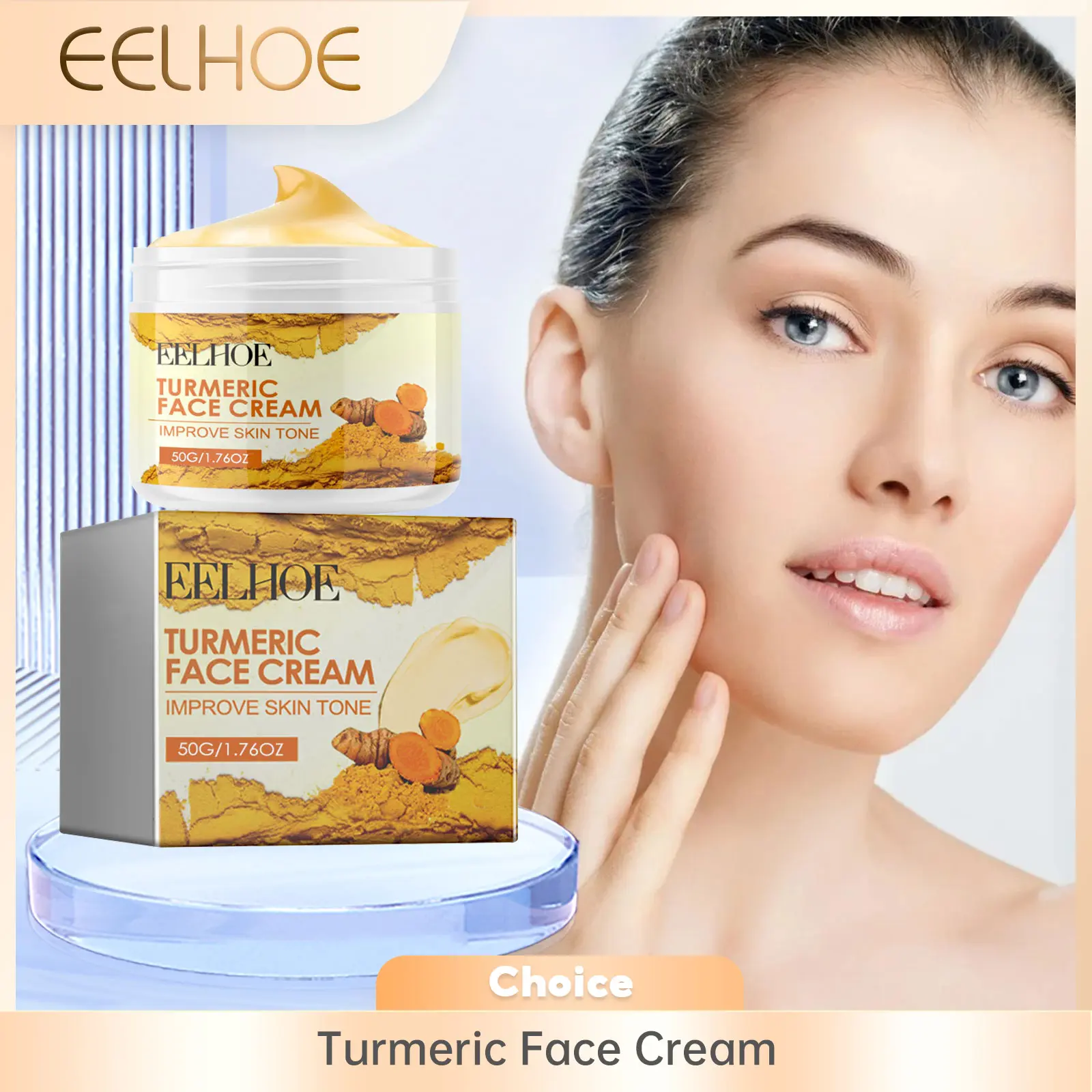 EELHOE Turmeric Face Cream Anti Wrinkle Removal Vitamin E Deeply Moisturizing Lift Skin Firming Facial Cream Skin Care Products