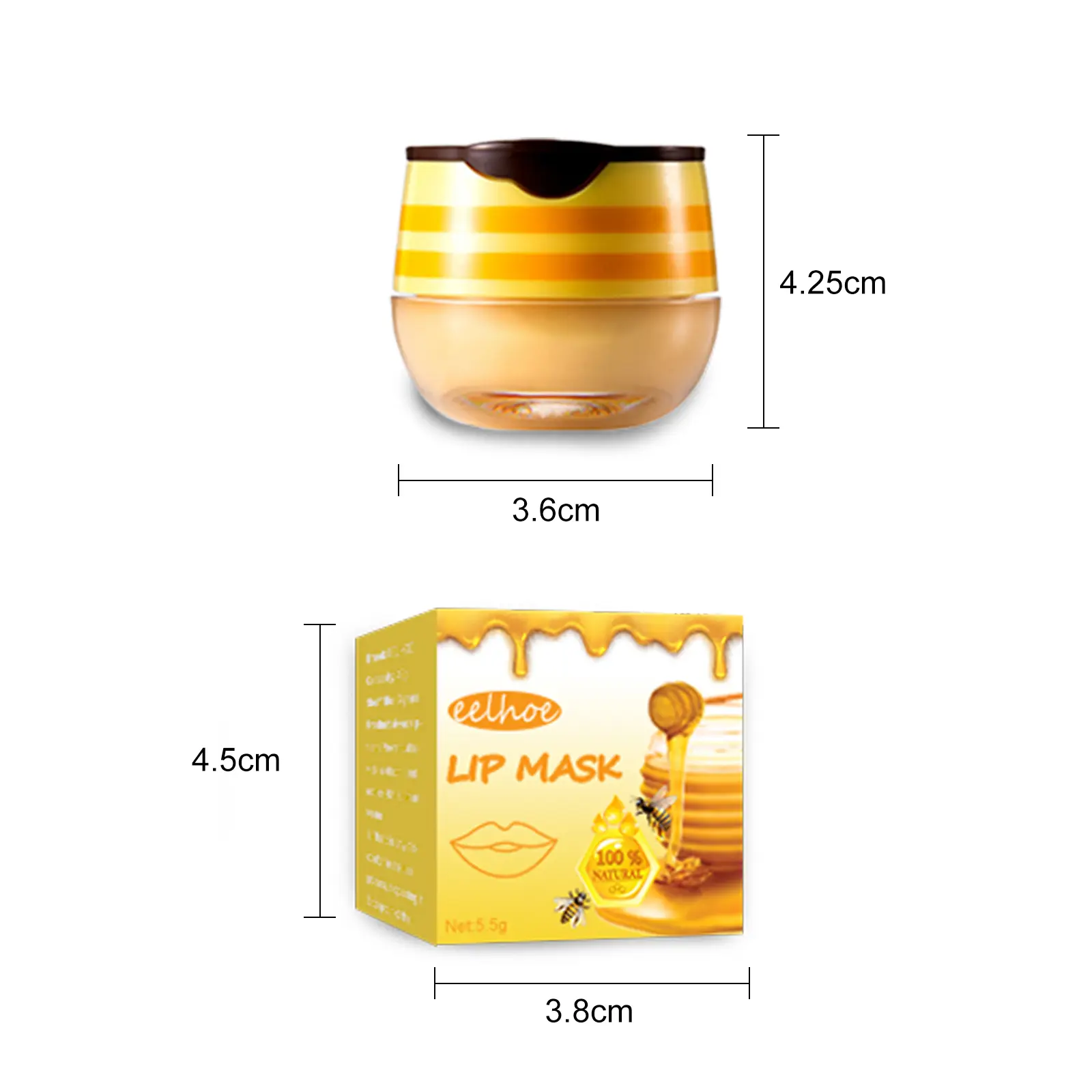 Eelhoe Honey Lip Mask Moisturizing Exfoliating Lip Care Bee Lipstick Intense Hydration Repair Exfoliation Texture Improvement