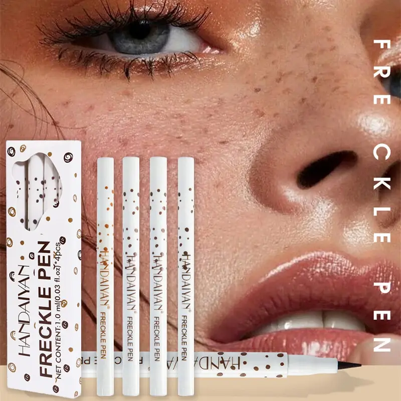 4PC Natural Freckles Pen Long Lasting Waterproof Dot Spot Pen Create Effortless Sunkissed Makeup Soft Brown Freckles Pen Makeup