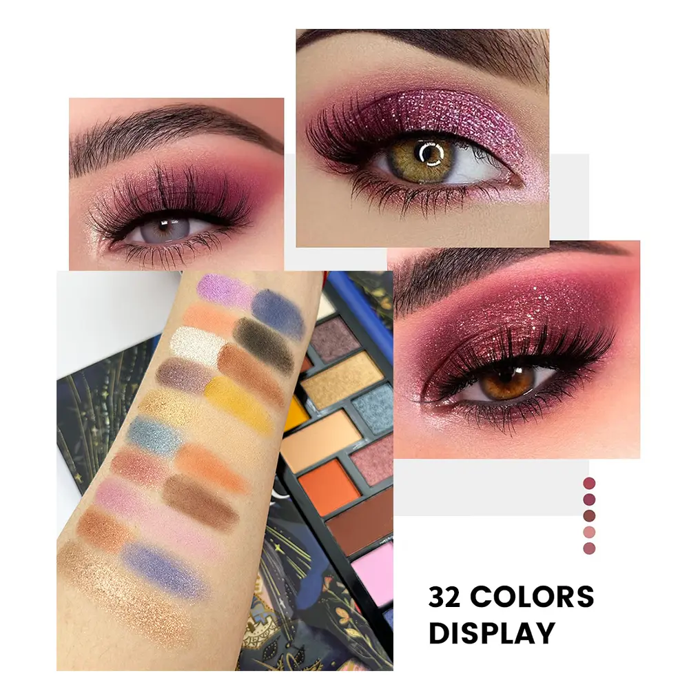 32 Color Eyeshadow Palette-Matte & Shimmer, Highly Pigmented,Vegan,Cruelty-Free, Professional Makeup Palette (Warm/Nude/Glitter)