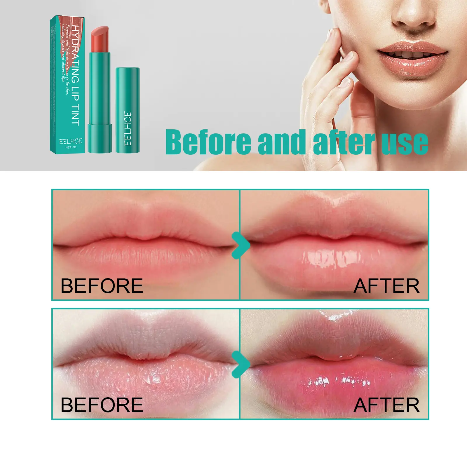 EELHOE 6 Colors Moisturizing Lip Gloss Smoothing Reduce Lip Lines Lasting Makeup Nourishing Moisturizing Booster Lip Sticks