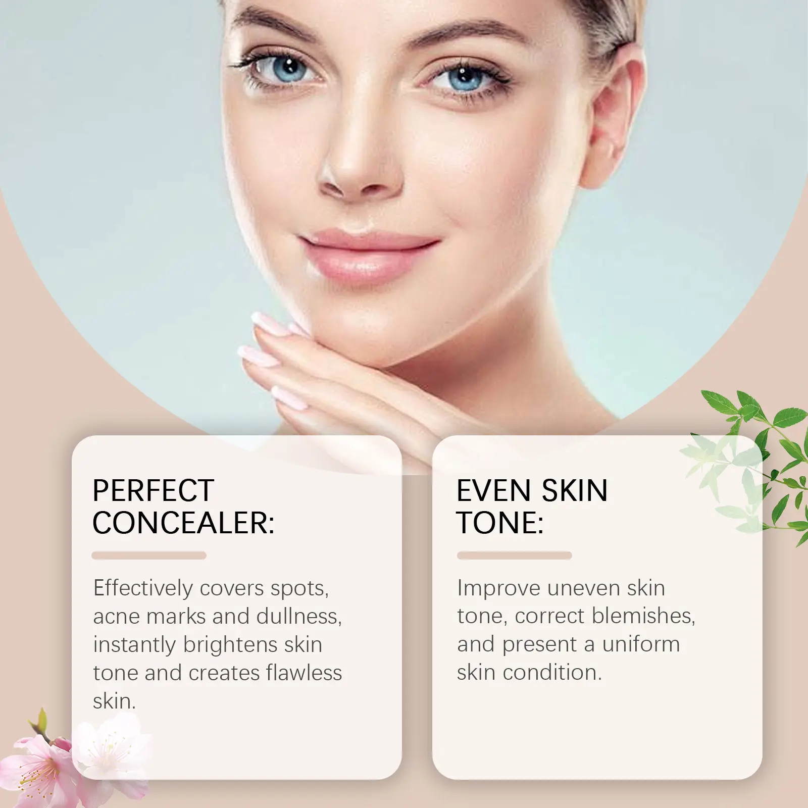 Concealer Cream Facial Foundation Cover Spots Pimples Dark Circles Foundation Base Brighten Moisturizing Cosmetic Makeup Woman