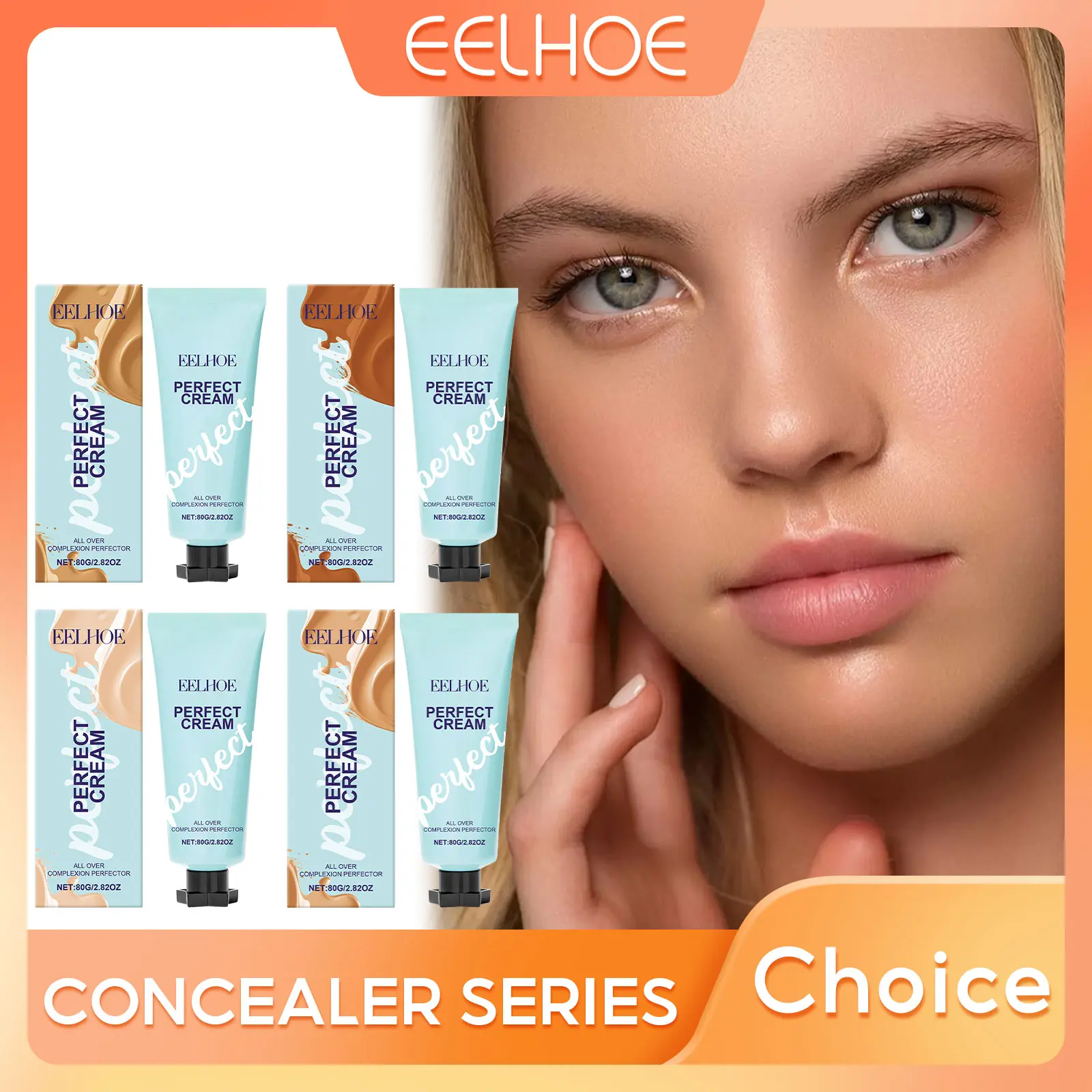 EELHOE BB Cream Foundation Waterproof Sweatproof Glossy Skin Lightening Face Concealer Deep Hydration High Coverage Makeup Base