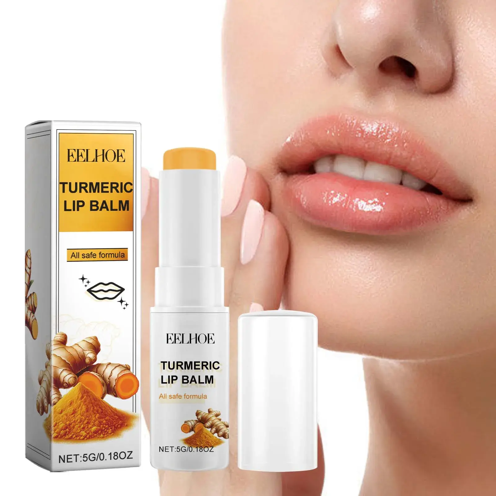 Turmeric Lip Balm Moisturizing Lipsticks Lasting Nourishes Fade Lip Lines Anti-Cracking Hydration Peeling Daily Lip Care Product