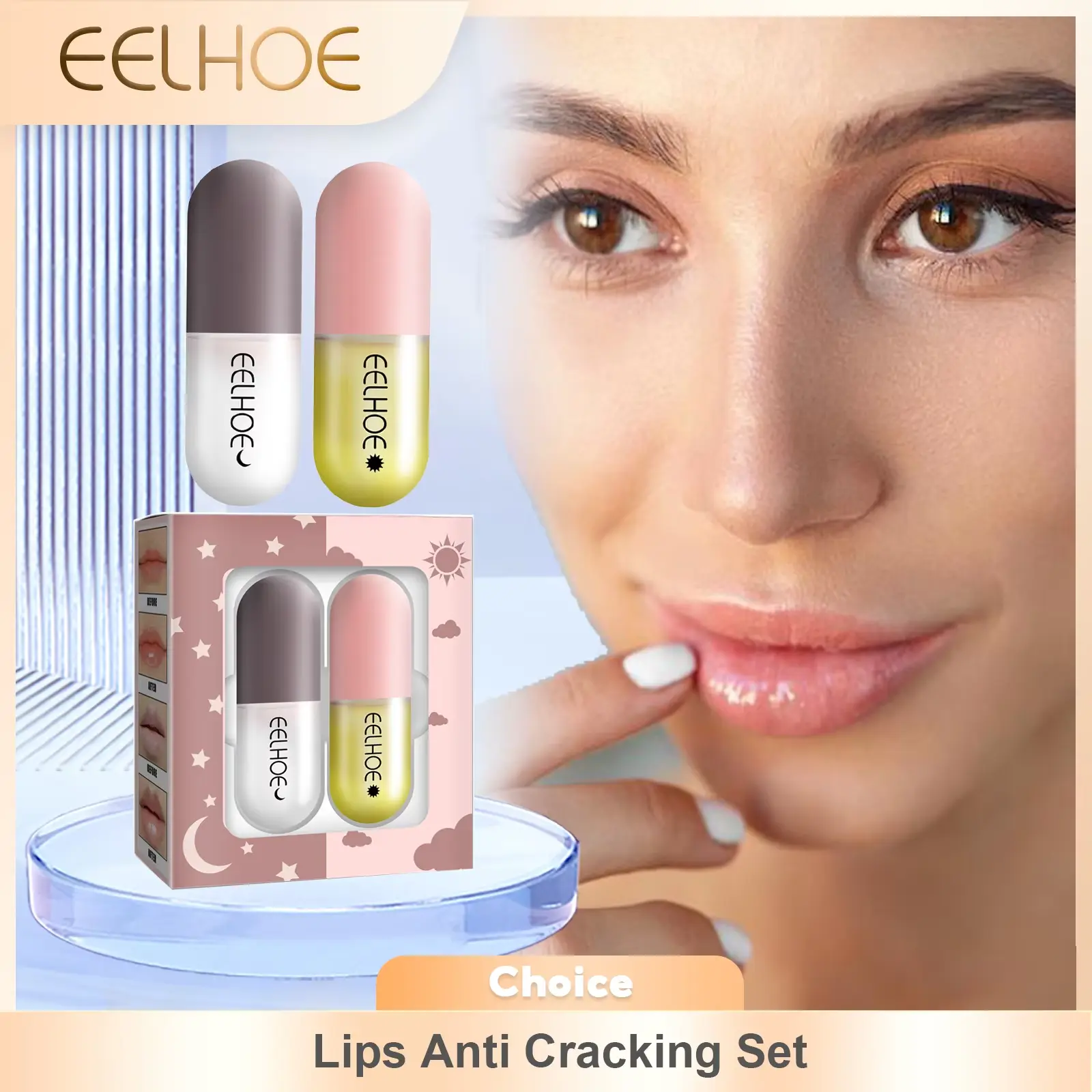 EELHOE Lip Balm Moisturizing Anti Cracking Lip Hydrating Long Lasting Anti-drying Repair Lip Lines Increase Elasticity Lipstick