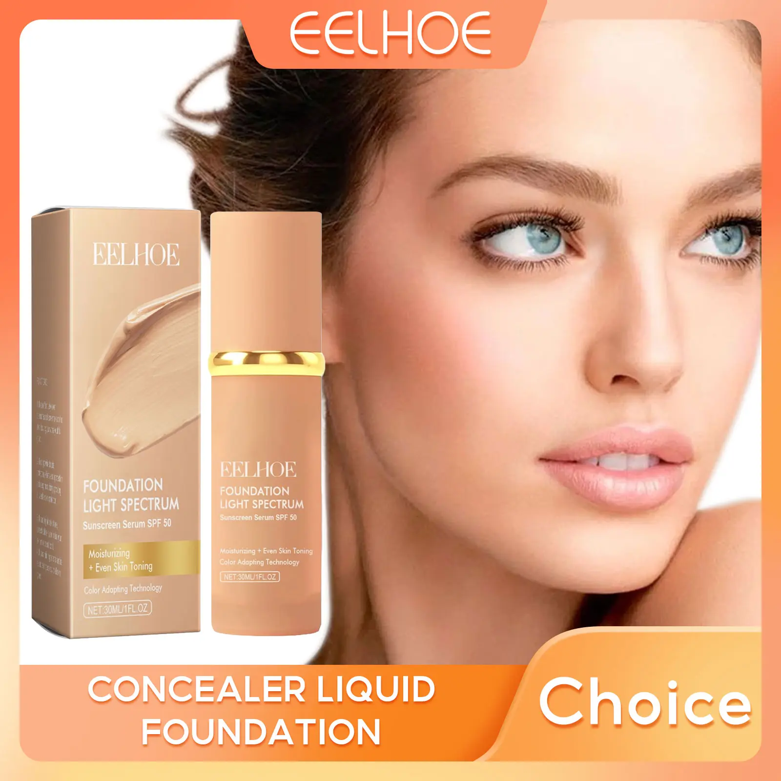 Concealer Liquid Foundation Waterproof Dark Circles Corrector Full Coverage Lasting Moisturizing Base Professional Makeup 30ml