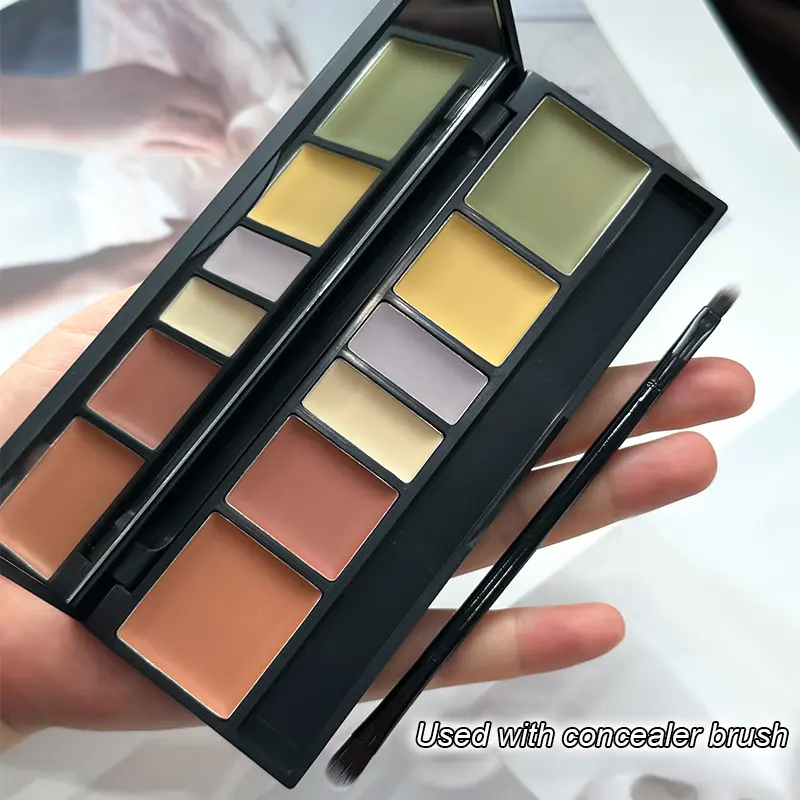 6-Color Concealer Palette with Brush,Long-Lasting Concealer,Waterproof,Full Coverage Concealers&Neutralizers with Matte Finish