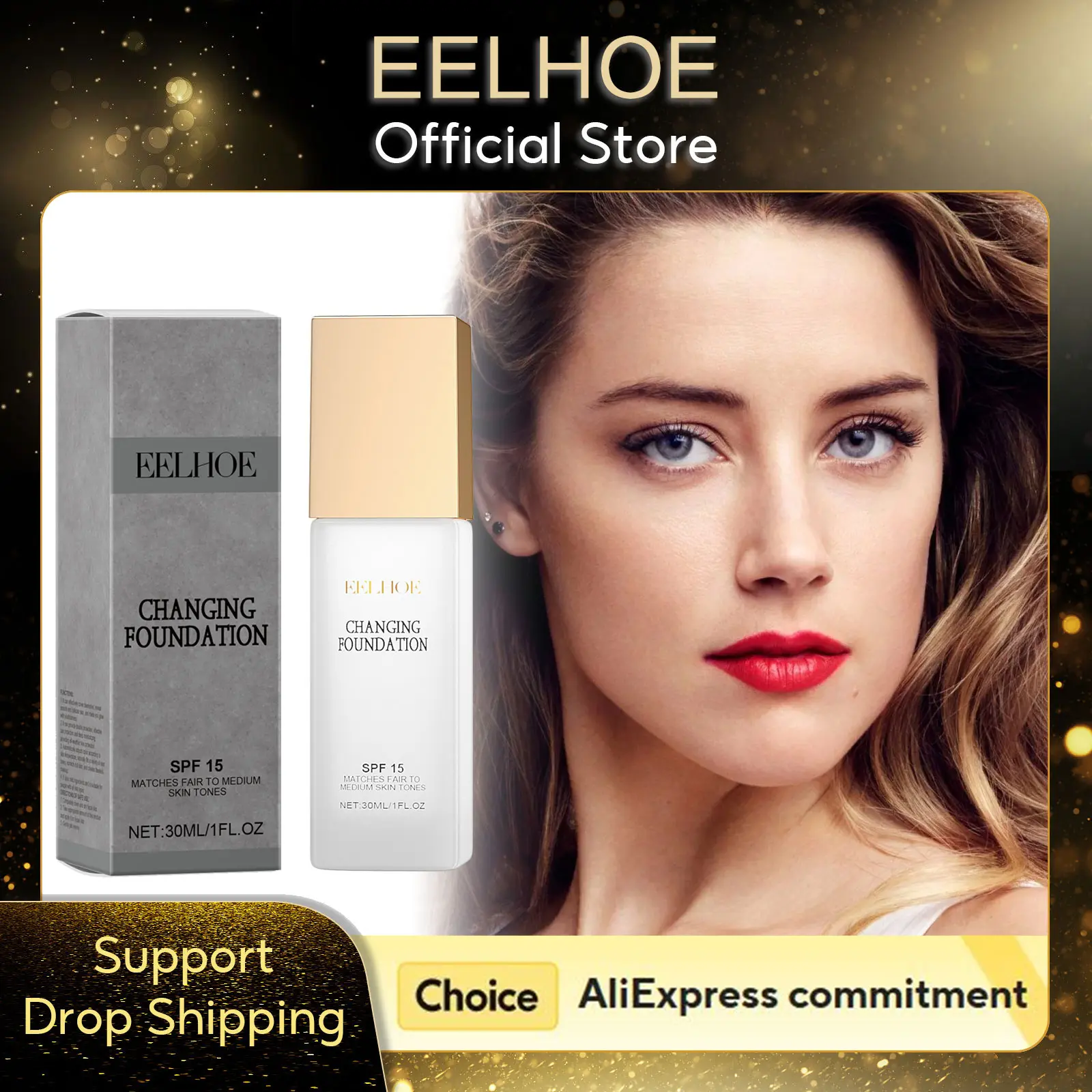 EELHOE Colour Changing Foundation Spf 15 Sun Protection Waterproof Oil Control Brighten Colour Changing Mature Skin Foundation