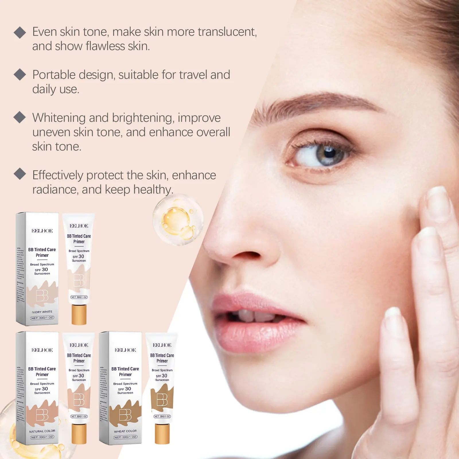BB Face Primer Acne Pores Blemishes Coverage Moisturizing Sun block Brightening Skin Tone Up Cream BB Cream Foundation Concealer