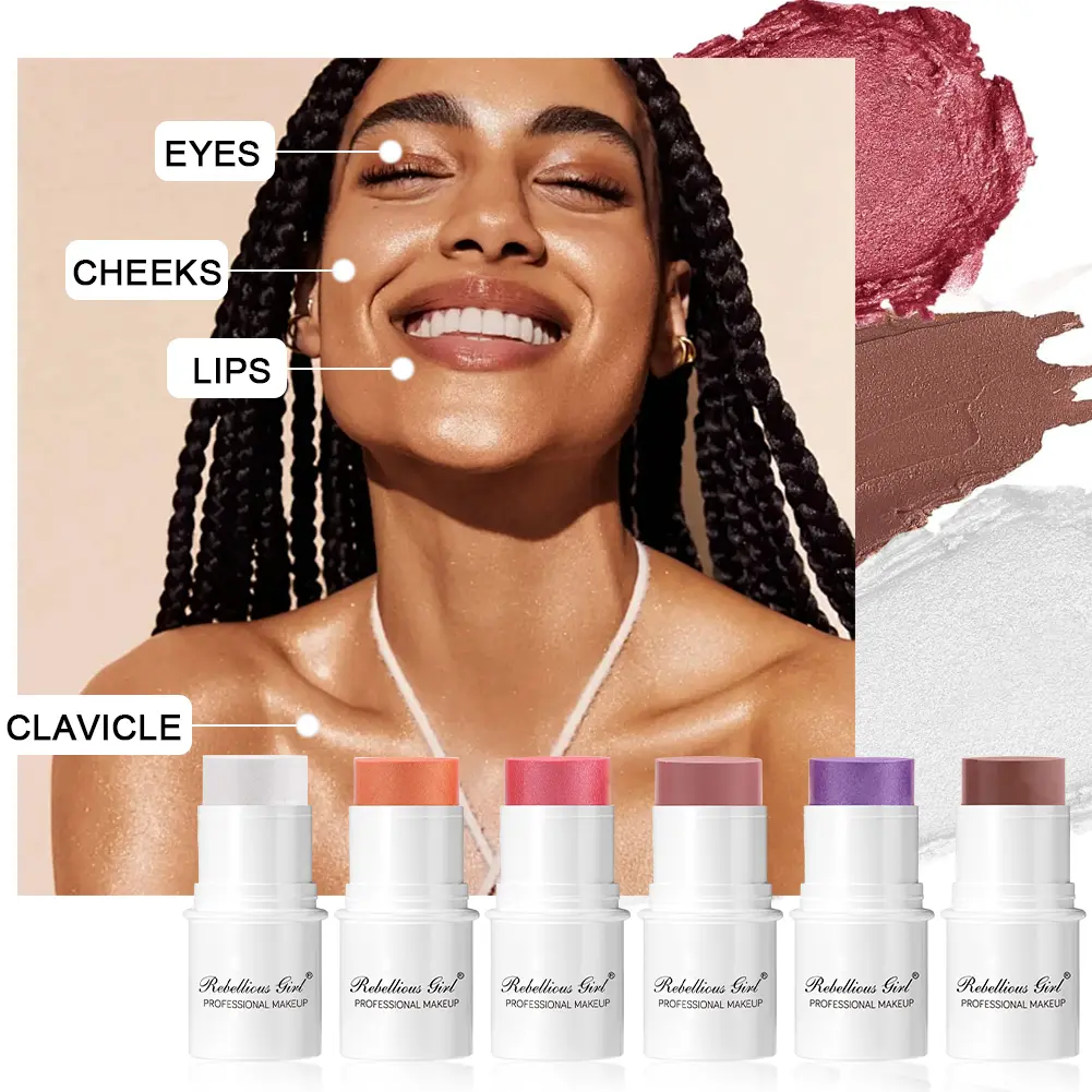 6 Colors Shimmer Clear Highlight Stick Blush Stick Hydrating Moisturizer Lasting Makeup Contour Brighten Water Light Highlighter