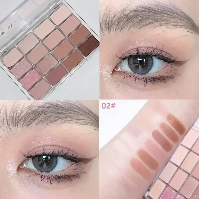 16-Color Korean Eyeshadow Palette Matte Pearlescent Low Saturation Long Lasting Brown Pink Glitter Eye Shadow Eye Makeup Palette