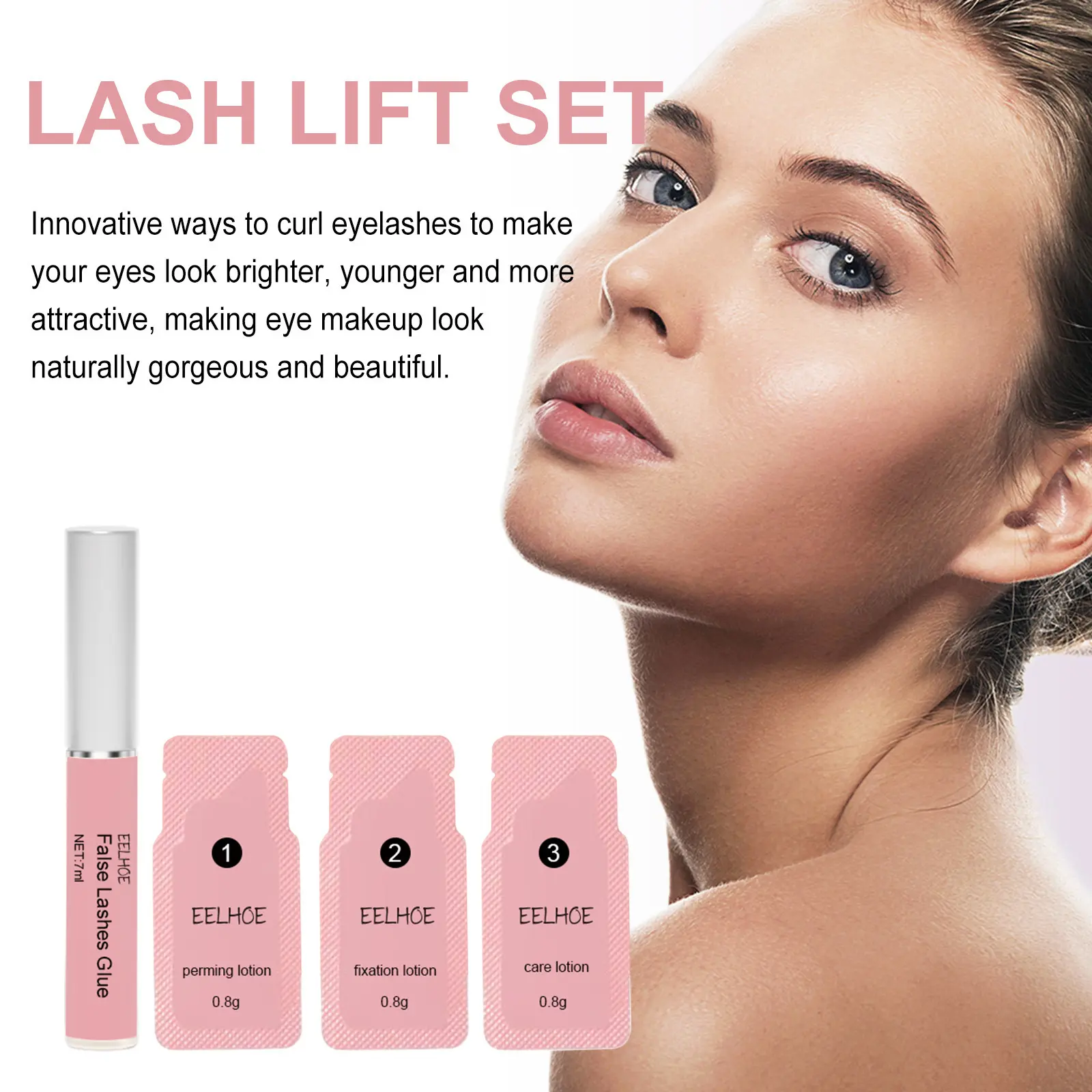 Eelhoe Curling Eyelash Care Set Lasting Thicker Strong Holding Waterproof Shaping Tools Women Eyelash Nourishing Serum Gift Box