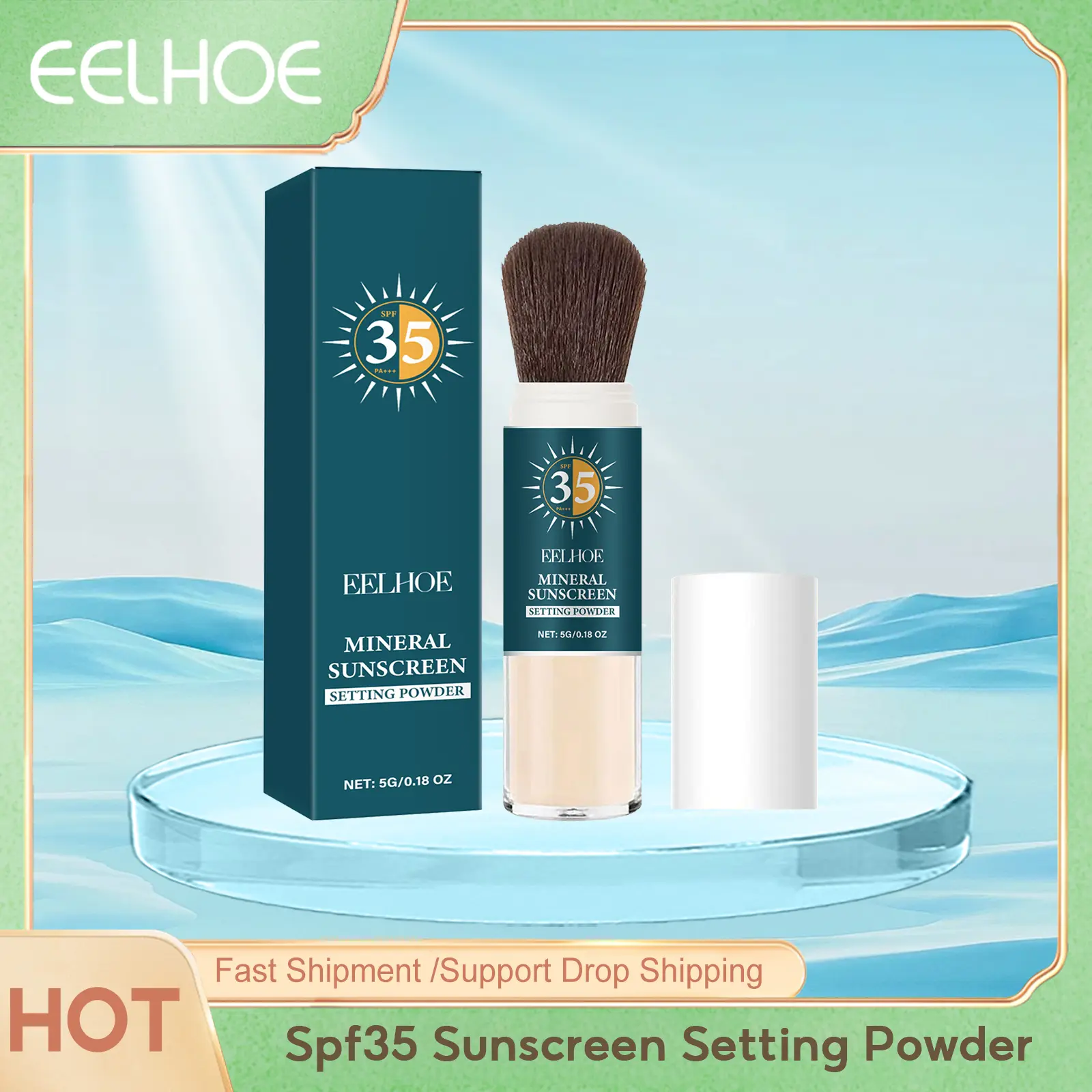 Eelhoe Spf35 Sunscreen Setting Powder Refreshing Quick Fixer Oil Controling Lasting Drying Sweatproof Base Makeup Setting Powder