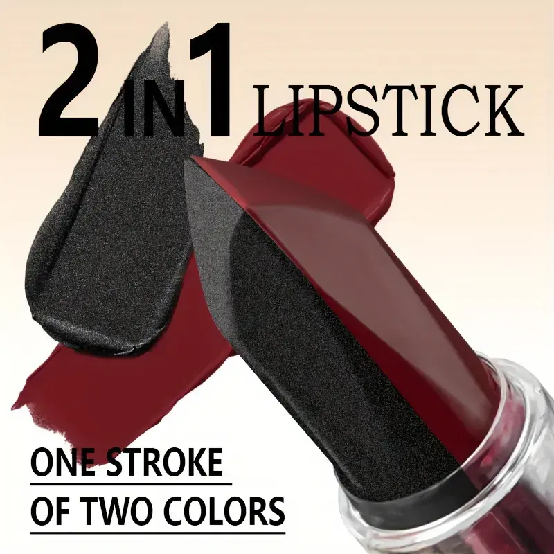 Soft Matte Two-Tone 2-in-1 Lipstick Long-Lasting Glitter and Matte Lipstick Lip Gloss is Not Easy to Fade.Perfect Romantic Lip G