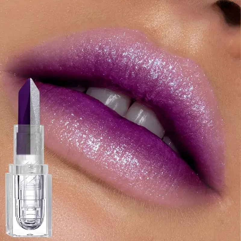 Soft Matte Two-Tone 2-in-1 Lipstick Long-Lasting Glitter and Matte Lipstick Lip Gloss is Not Easy to Fade.Perfect Romantic Lip G