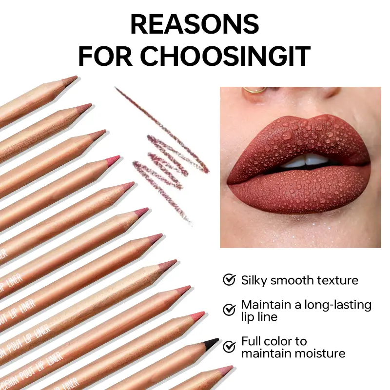 Pudaier 12pcs Matte Waterproof Multi-color Lip Liner Set, Long-lasting, Sweat-proof, Natural Valentine's Day Gift