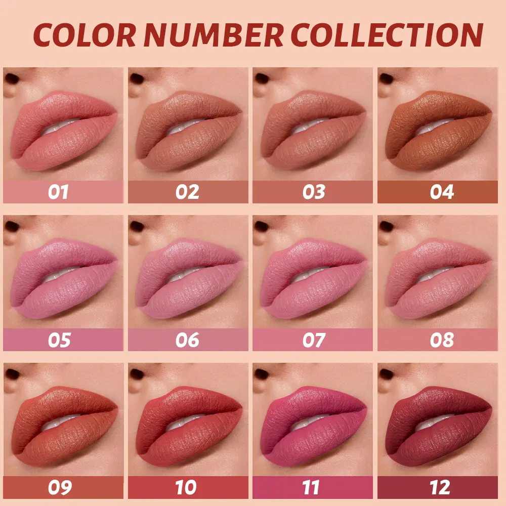 Velvet matte lipstick, non-fading lip glaze, long-lasting lipstick, lip gloss, 12 colors of lipstick optional