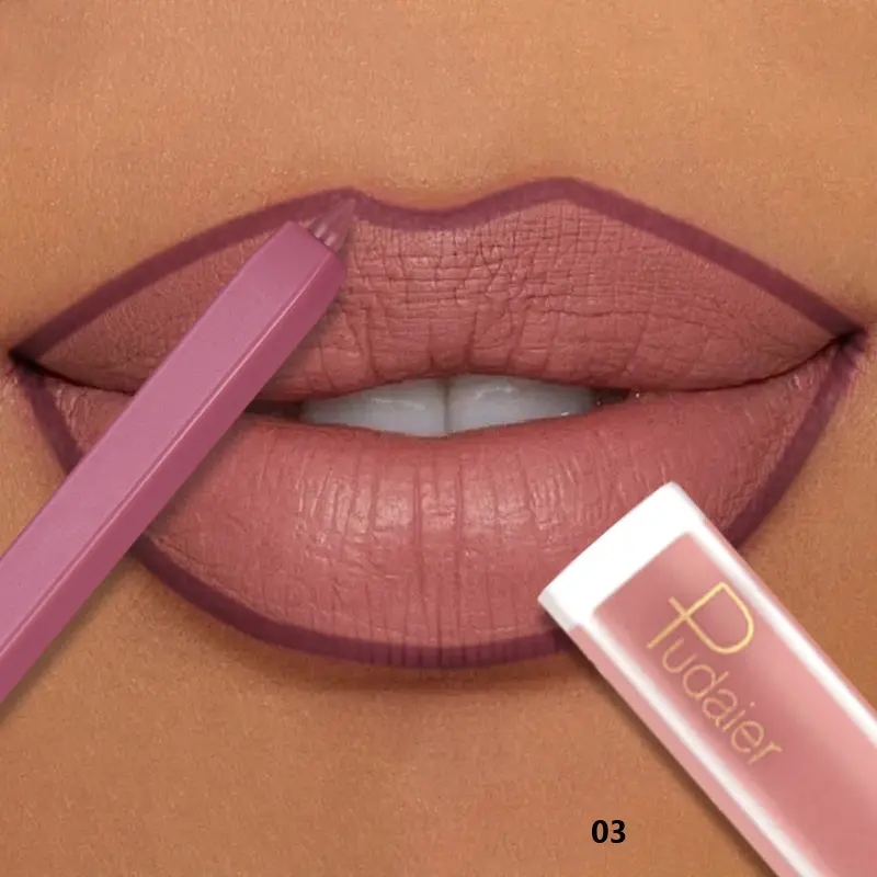 Pudaier Matte Lipstick and Lip Liner Set - Long-lasting, waterproof, non-sticky formula that glides on smoothly for a perfectly
