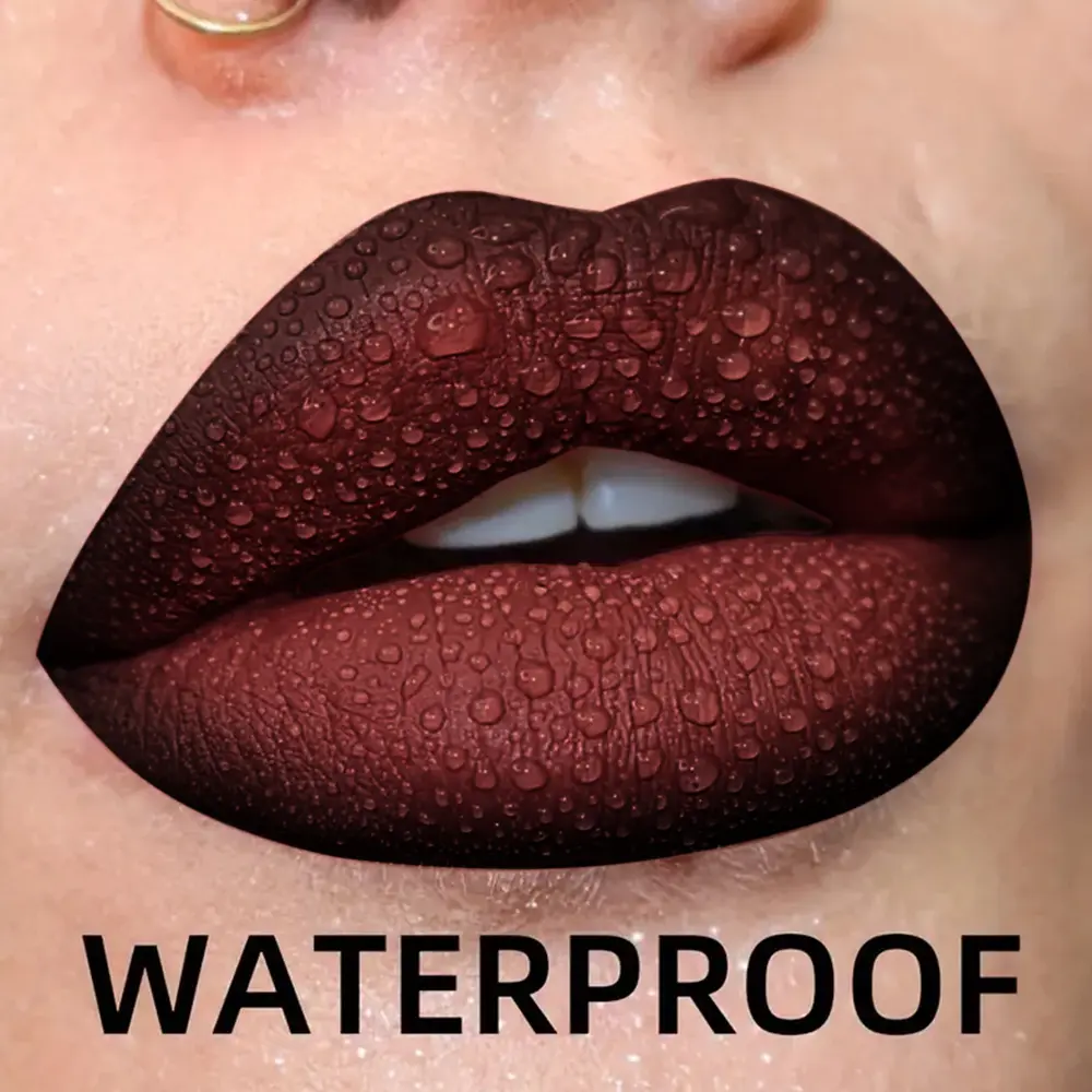 Pudaier 2pcs Matte Lipstick and Lip Liner Set - Waterproof, Sweat-proof, Long-lasting, Easy to Apply