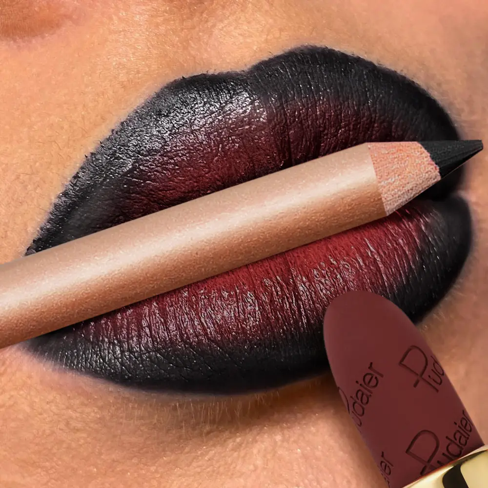 Pudaier 2pcs Matte Lipstick and Lip Liner Set - Waterproof, Sweat-proof, Long-lasting, Easy to Apply