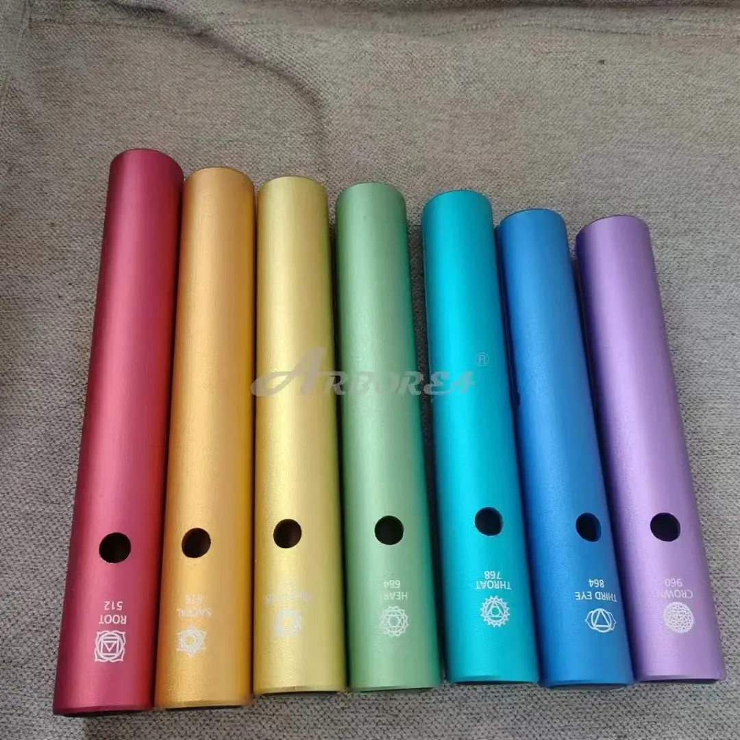 Seven Charkas Metal Wah-Wah Tube Colorful Wind Chimes Sound Healing Instruments for Yoga and Meditation