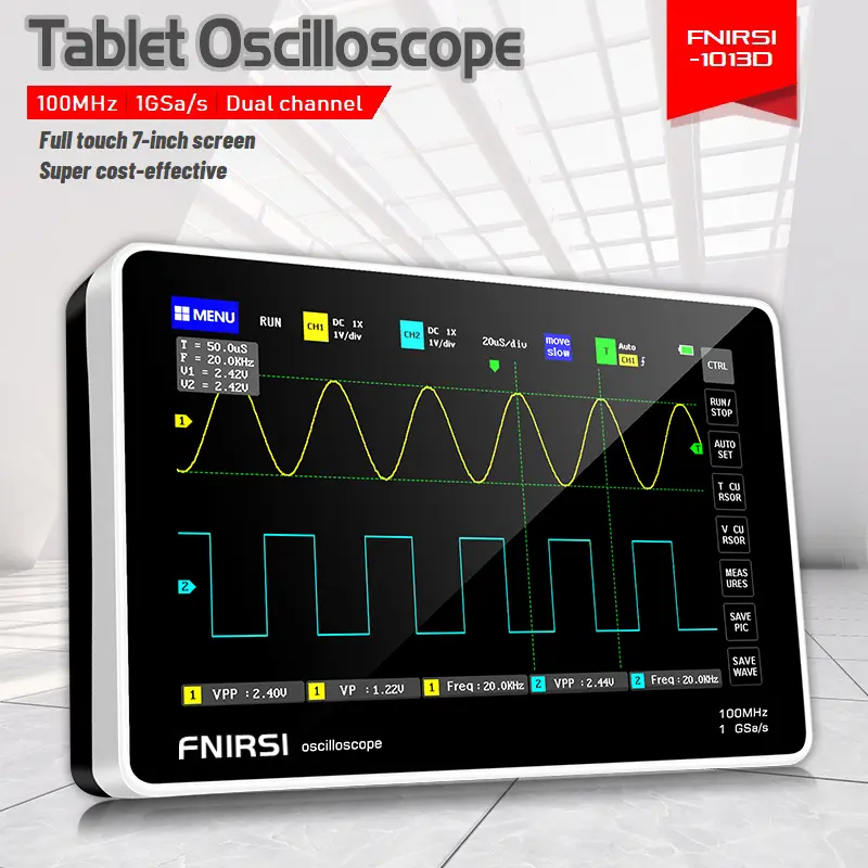 FNIRSI 1013D Touch Screen Digital Oscilloscope Dual Channel 100MHz