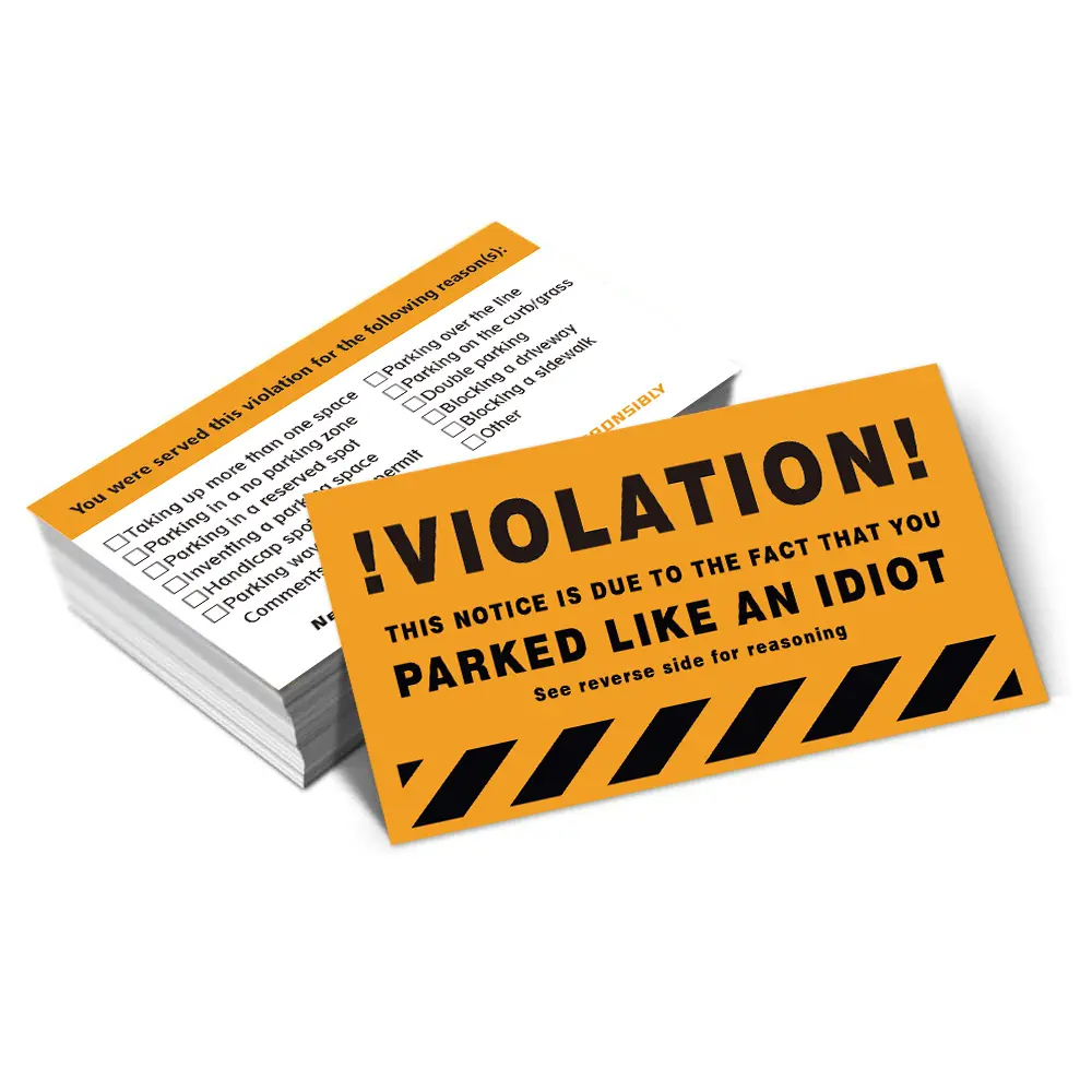 50pcs, Humourous Parking Violation Cards 3.5 x 2 inch, Prank Funny Cards, Fake Ticket, Mini Portable Prank Props