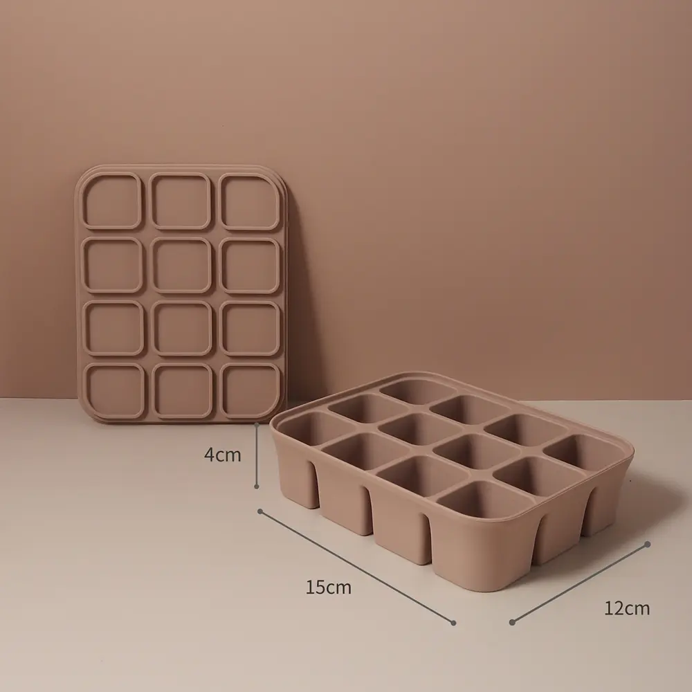 baby Ice Cube Tray Silicone with Lids Flexible Ice Molds for Beverages,Baby Food storage mould, BPA-free