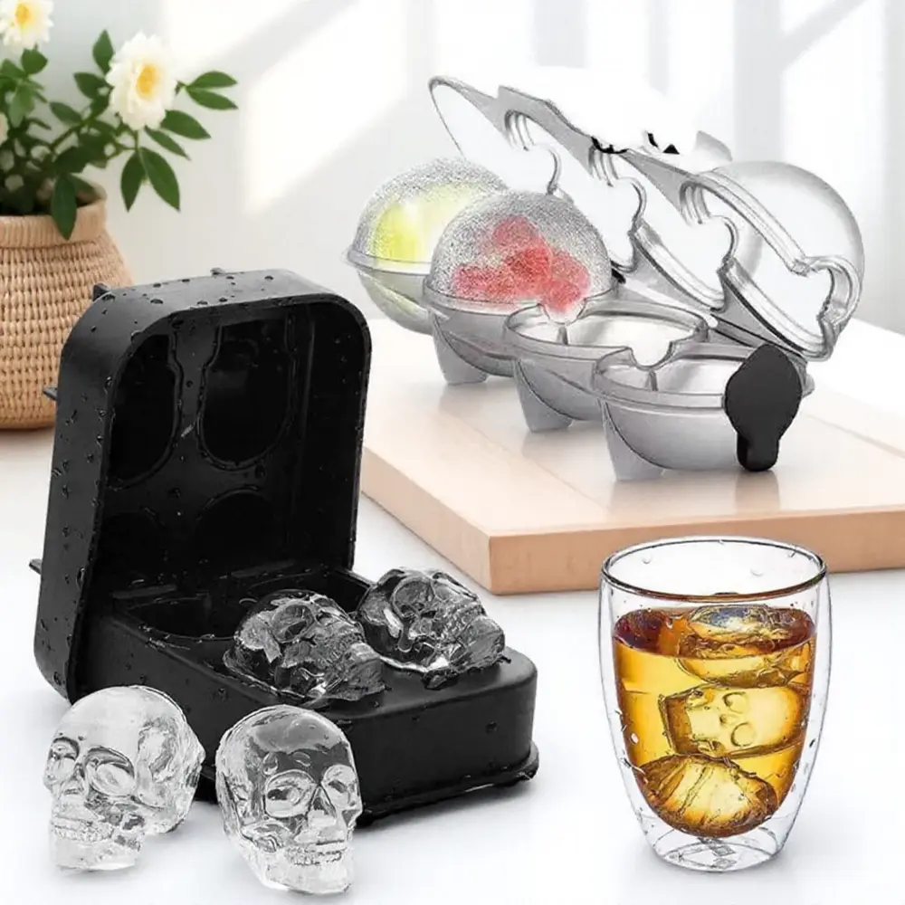 Ice Hockey Ice Cube Maker 6 Size Round Ice Pucks Spherical Ice Grid Grinder for Whiskey Vodka Drinks Kitchen Tool