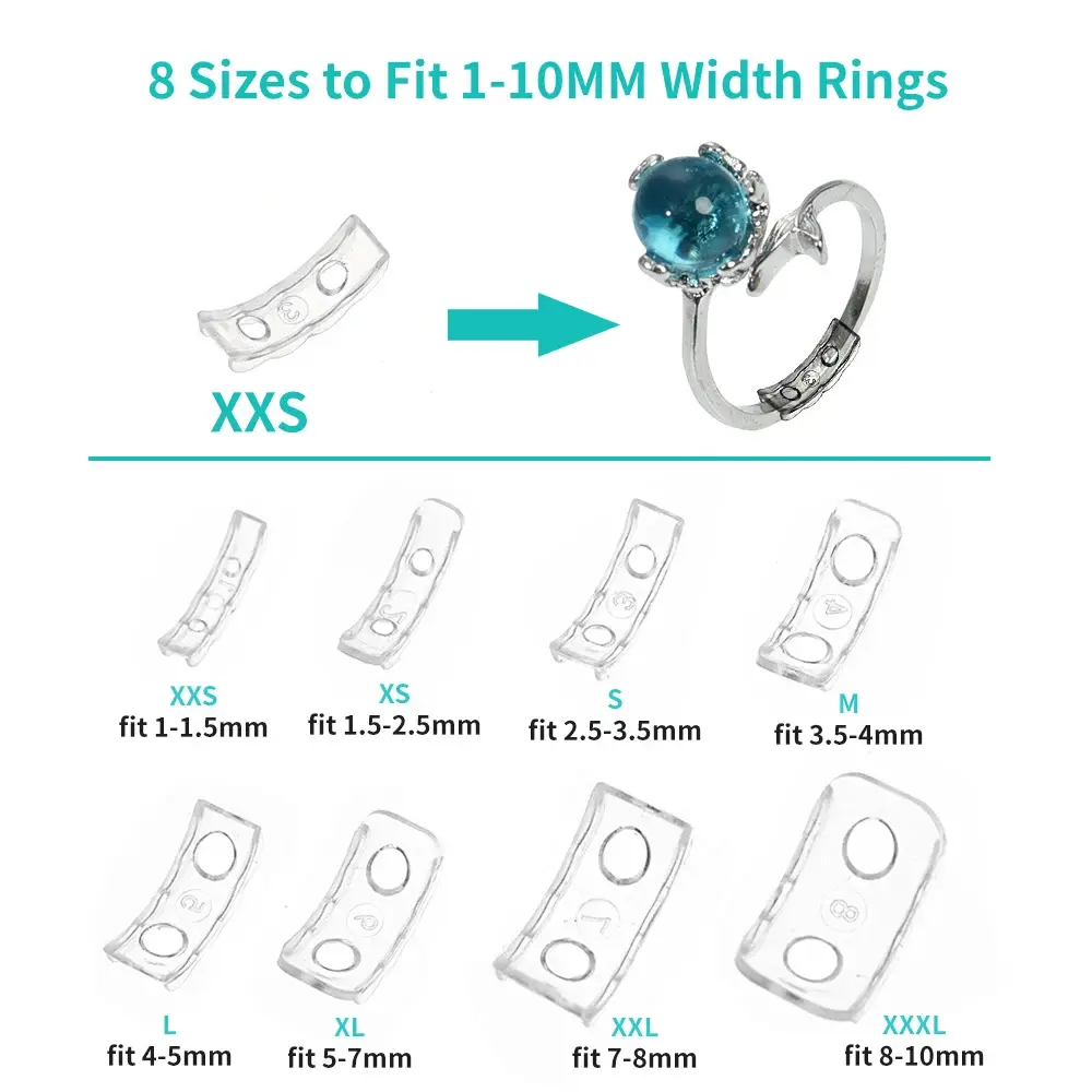 8 Sizes Silicone Anti Lost Invisible Clear Ring Size Resizer Loose Rings Reducer Ring Sizer Fit Any Rings Jewelry Tools