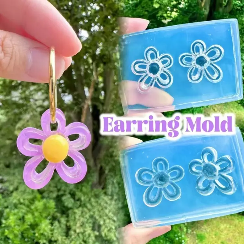 Mini Flower Silicone Mold Hollow Epoxy Shaker Fillings Silicone Molds Epoxy Resin Filler Mold for Quicksand Resin Molds