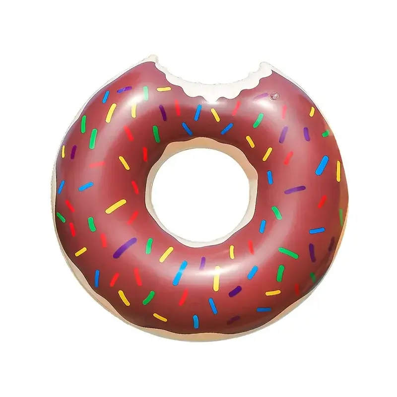 Inflatable Donut Swim Ring - Cute pink and brown pool float for adults fun summer swim ring for beach and backyard swimming