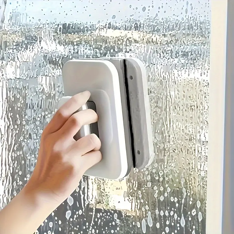 1PC Double-sided Magnetic Window Cleaning Brush Anti-pinch Design with Safety Rope Suitable for 3-10mm Thickness Glass Convenien