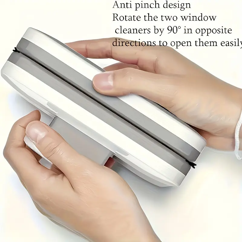 1PC Double-sided Magnetic Window Cleaning Brush Anti-pinch Design with Safety Rope Suitable for 3-10mm Thickness Glass Convenien
