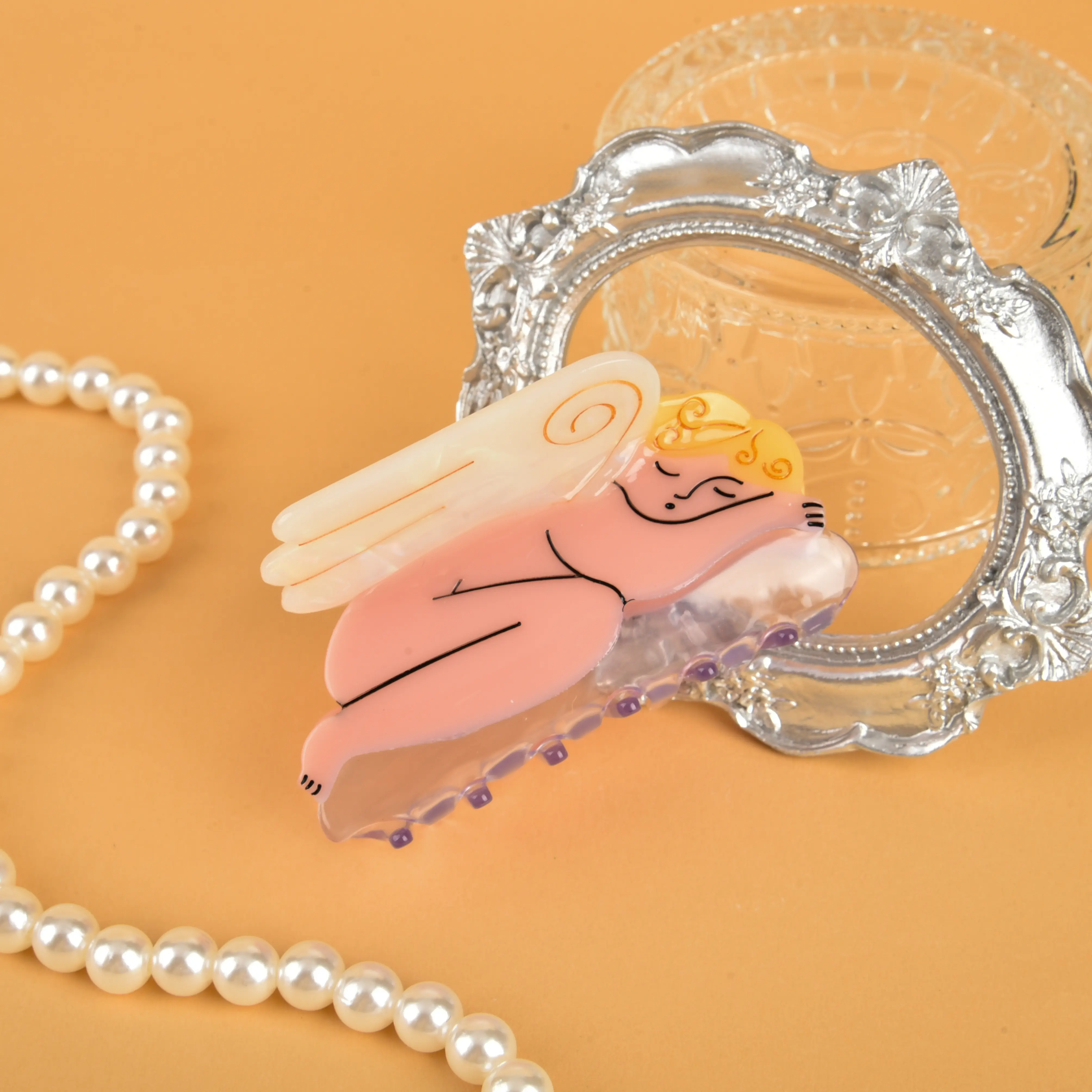 Muweordy New Design Angels Sun Hair Claw Unique Acetate Claw Clip Flower Crab Hair Clips Valentine Hair Accessories for Women