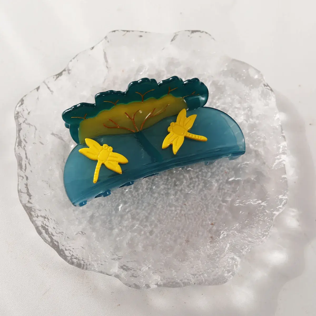 YWYHJ Fish Playing with Lotus Flowers Hair Claw Temperament Design Acetate Hair Claw Clips Womens Accessories