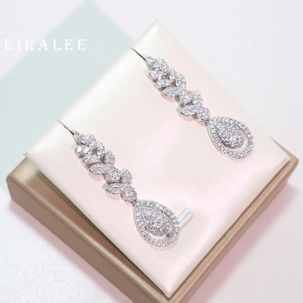 Trendy Women Fashion Jewelry Set For Wedding Cubic Zirconia Romantic Bridal Finger Ring Tassel Earrings Super Qualit