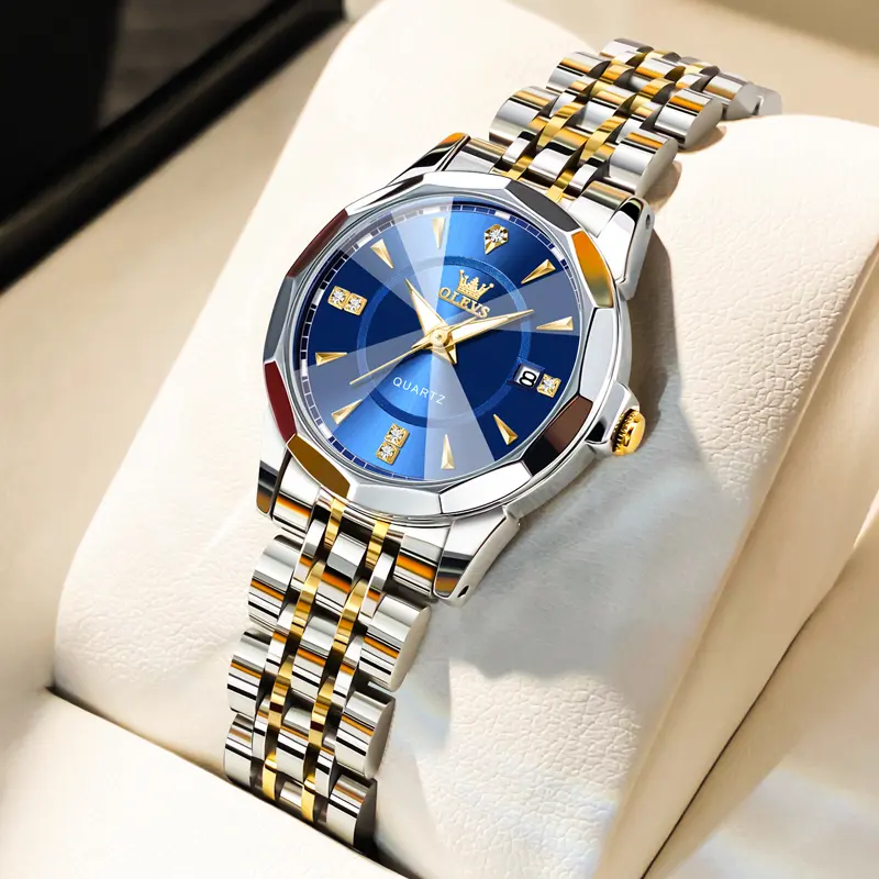 OLEVS Original Brand Elegant Women's Watches Waterproof Luminous Quartz Watch for Lady Necklace Bracelet Gift Box Set Calendar