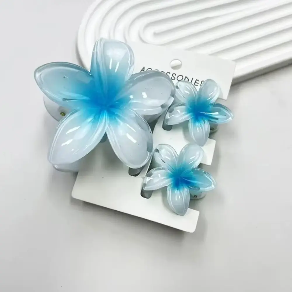 3Pcs/Set Colorful Gradient Hair Claws Plumeria Flower Acrylic Ponytail Clip Flower Hair Clip Summer Hairpin Hair Accessories