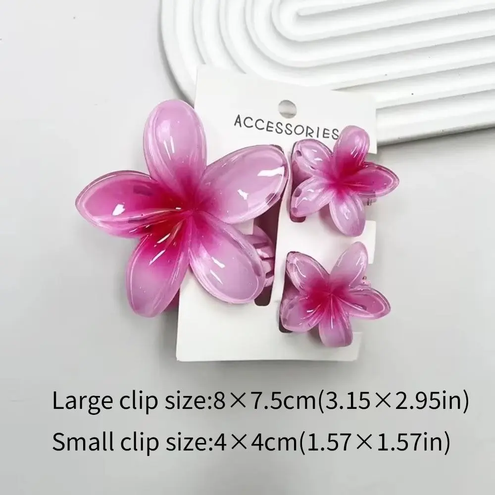3Pcs/Set Colorful Gradient Hair Claws Plumeria Flower Acrylic Ponytail Clip Flower Hair Clip Summer Hairpin Hair Accessories