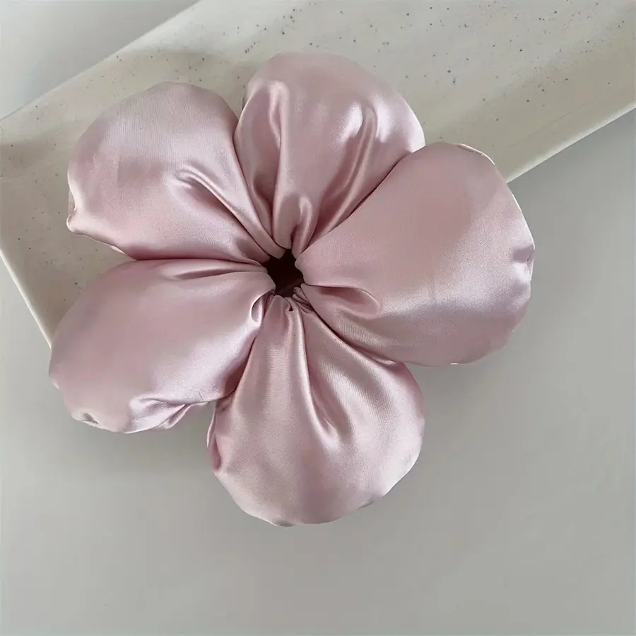 1pc Advanced Satin Solid Color Flower Hair Band, Suitable for High Ponytail/Bun, Daily Fashion Hair Accessories.