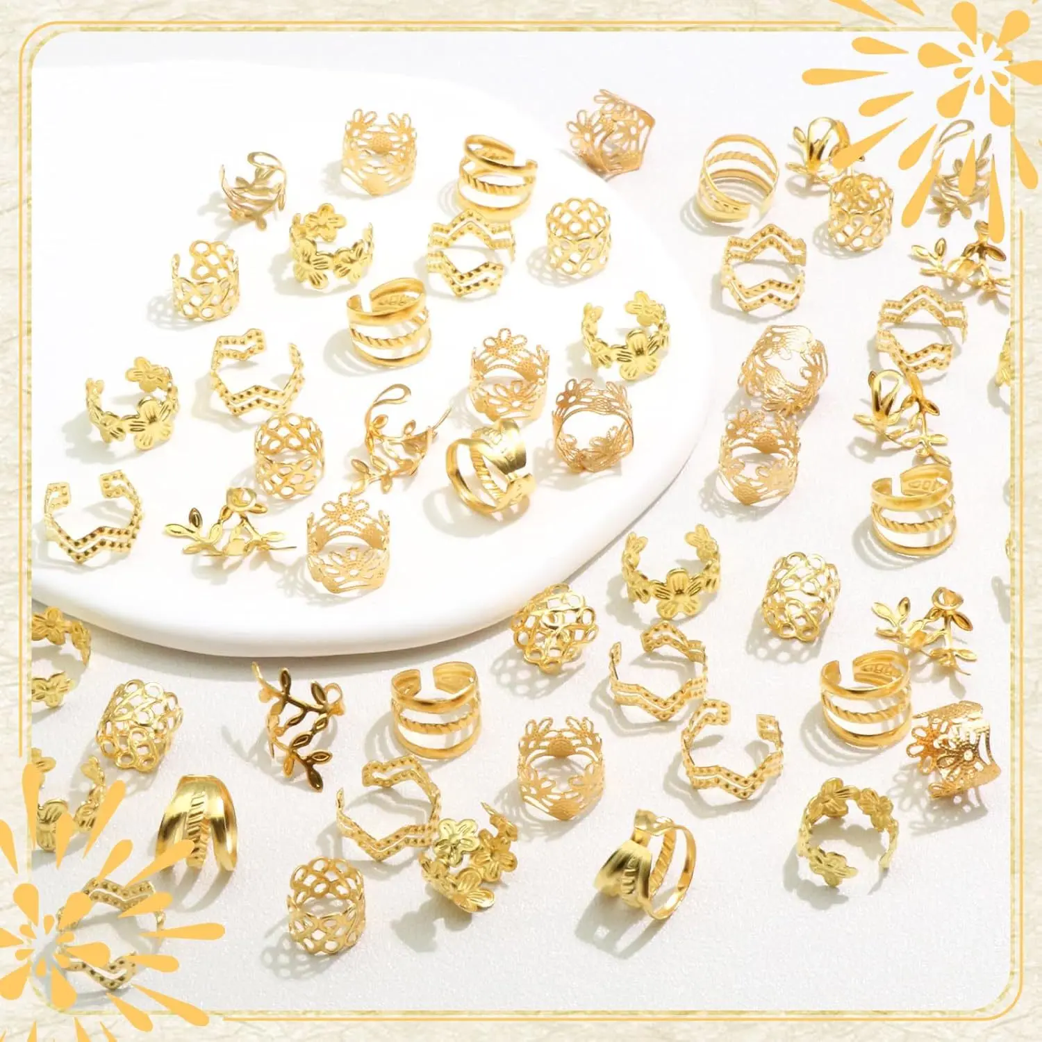 60PCS Hair Jewelry for Braids Gold Braid Clips Style Dreadlock Jewelry Metal Loc Braids Accessories Hair Decoration for Women