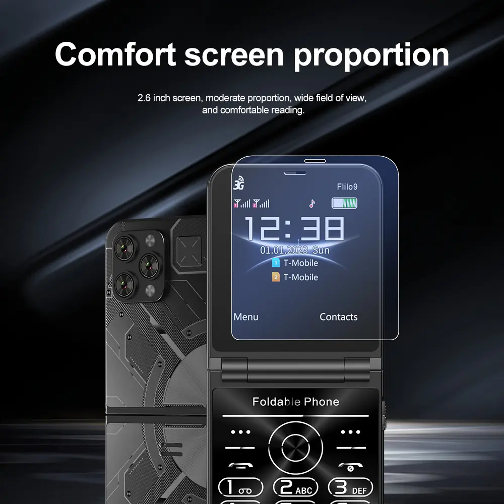 SERVO Flilo9 Foldable Mobile Phone 3G WCDMA Call Recording Flashlight Speed Dial Blacklist Flip Cellular Phones Dual SIM Standby
