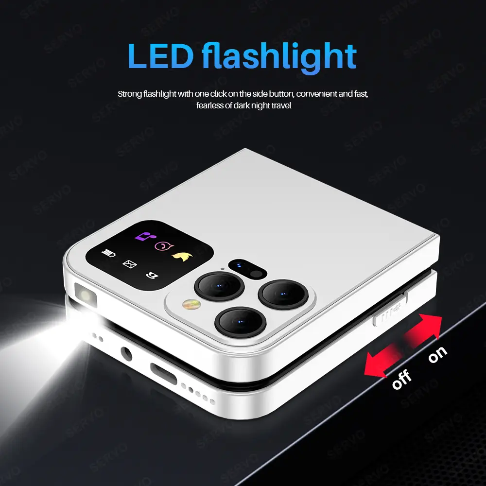 SERVO A50 Pro Foldable Mobile Phone Dual SIM Card GSM Electric Torch Automatic Call Recording 2.4 Inch Screen Cellphone Type-C