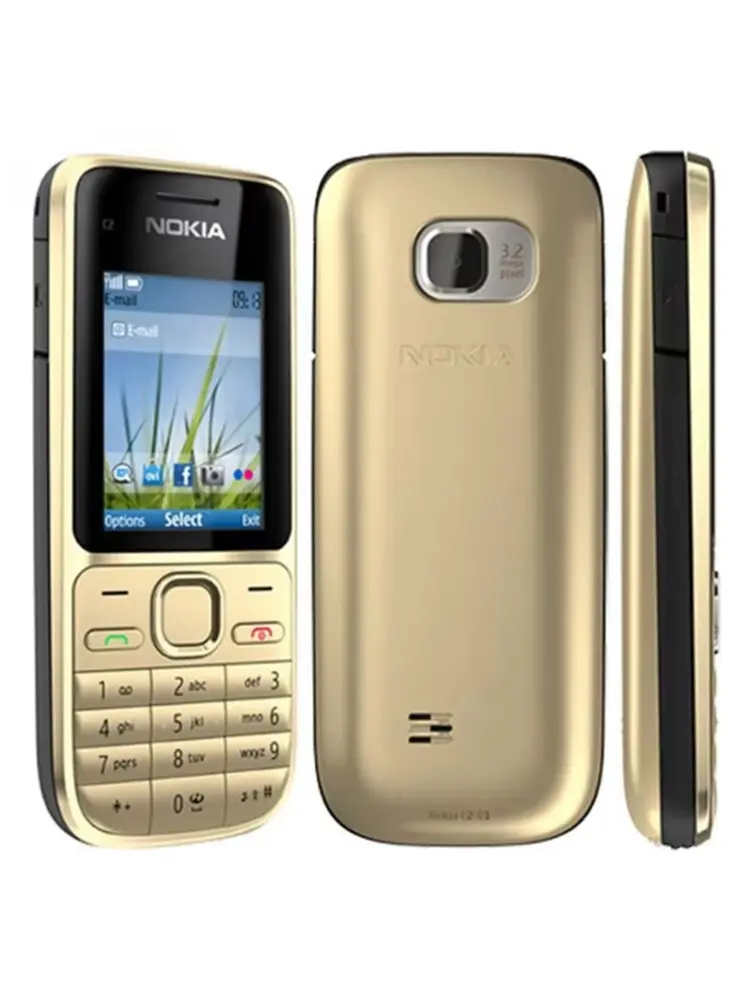 Nokia C2 C2-01 GSM Mobile Phone English&Hebrew Keyboard Support The Logo on Button Unlocked  Cellphone used phone
