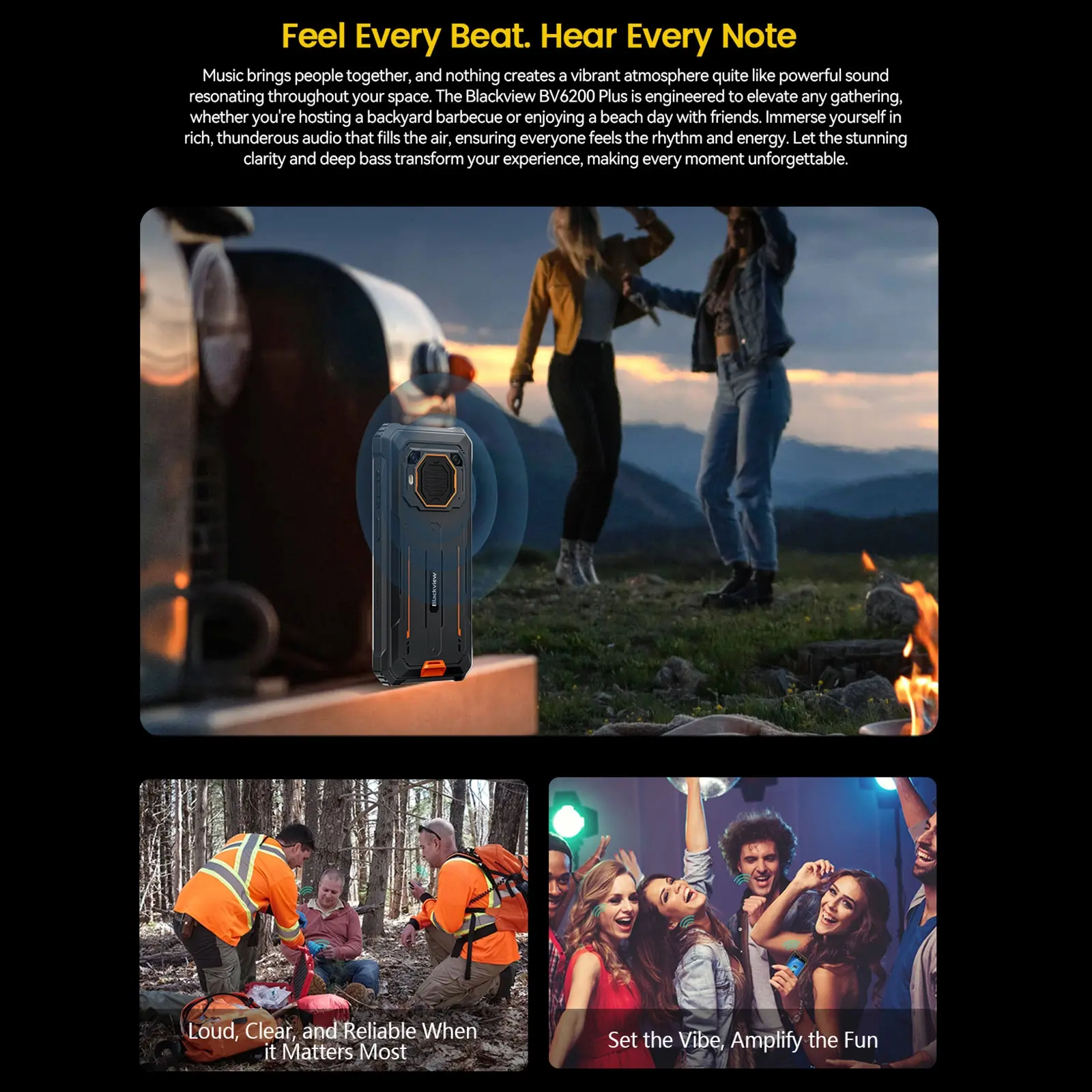 Blackview BV6200 Plus Rugged Phone 8GB+256GB 6.56'' HD+ Display Android 14 11000mAh Unisoc UMS9230 T606 4G NFC Smartphone