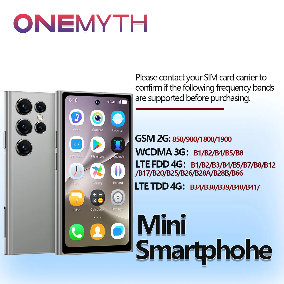 【World Premiere】ONEMYTH S26 Pro Mini Smartphone 4G Network Dual SIM Play Store 4.0 Inch HD Display 2000mAh 2GB+16GB Android 12.0