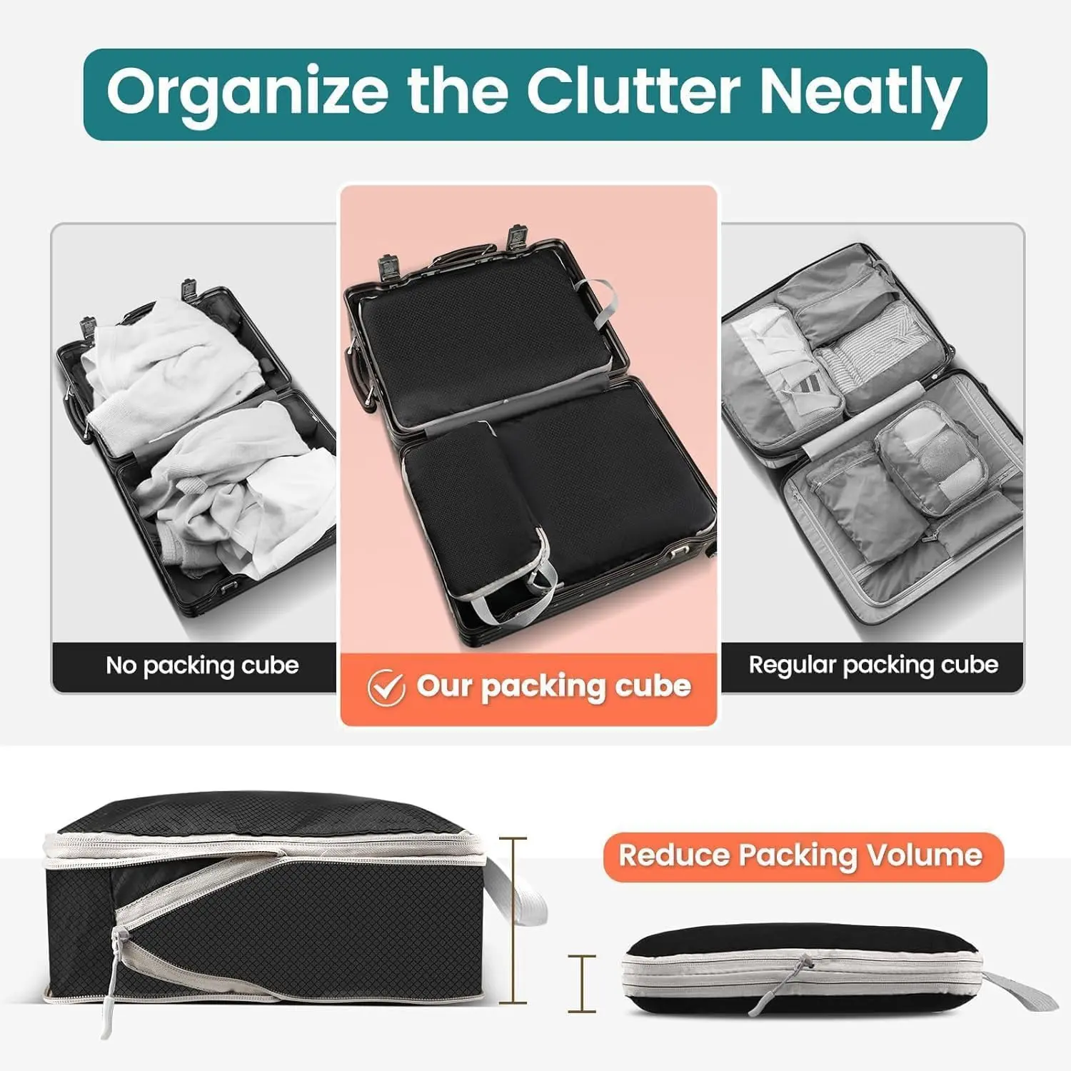 Compression Packing Cubes for Travel Organizers Bag Travel Packing Organizers Luggage Cubes for Packing Ultralight Expandable